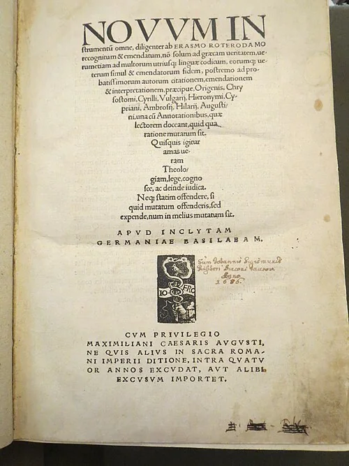 Title page of Erasmus’s 1516 Greek New Testament