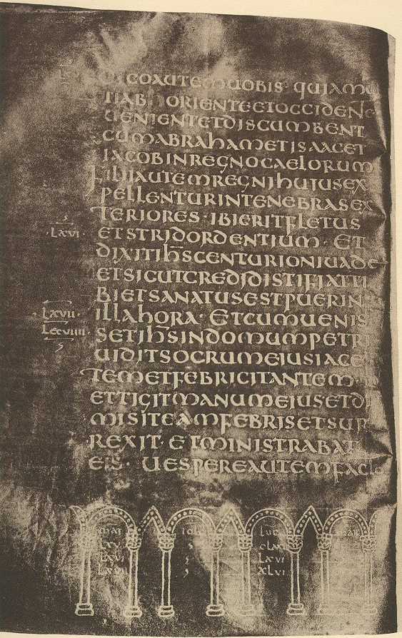 Codex Brixianus, a purple leaf written in silver. Biblioteca Civica Queriniana, Brescia, via Wikimedia Commons