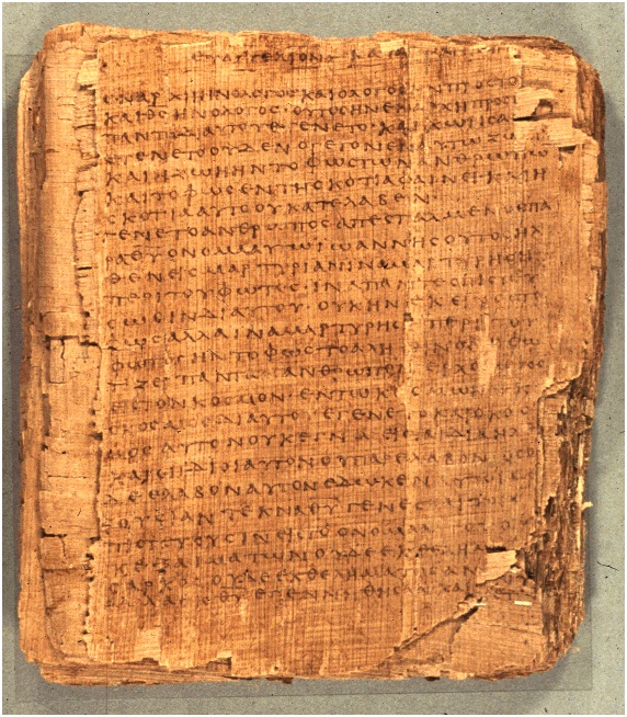 Papyrus 66 (P. Bodmer II): the title and opening of St John’s Gospel (John 1:1 ff.). Bibliotheca Bodmeriana, via Wikimedia Commons